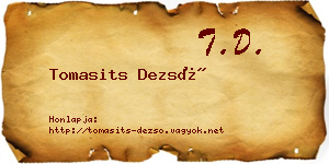 Tomasits Dezső névjegykártya